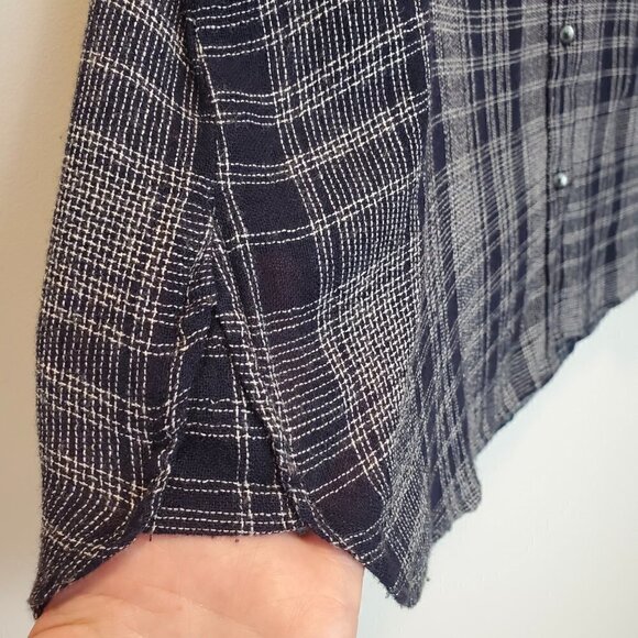 Madewell Westward Bell Sleeve Blue Plaid‎ Blouse Medium - Picture 6 of 10